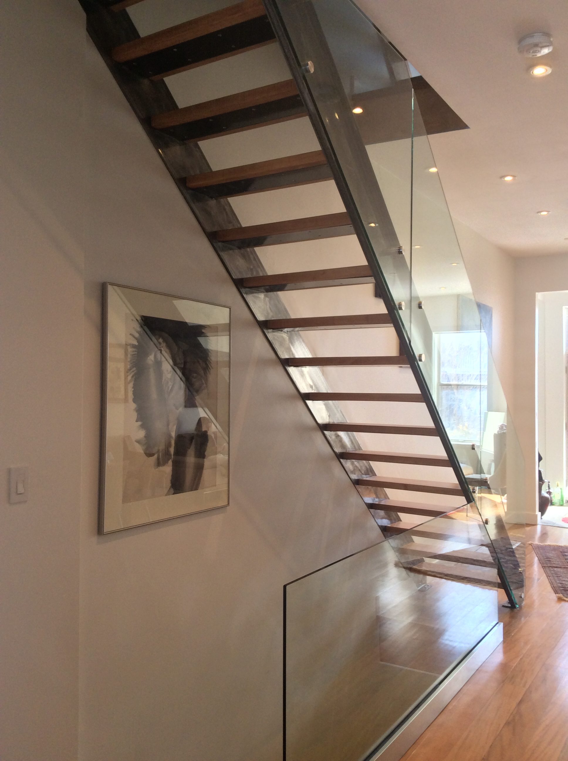 Wrought Iron Stair Railing with Glass Railings