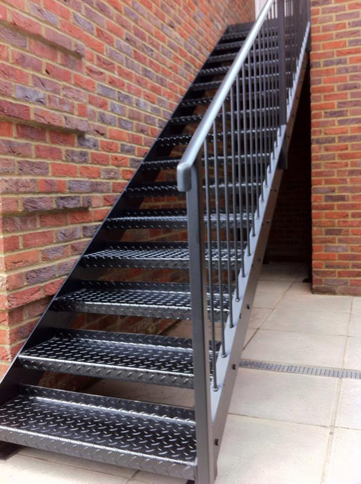 Wrought Iron Stairs with Metal Steps and Metal Railings